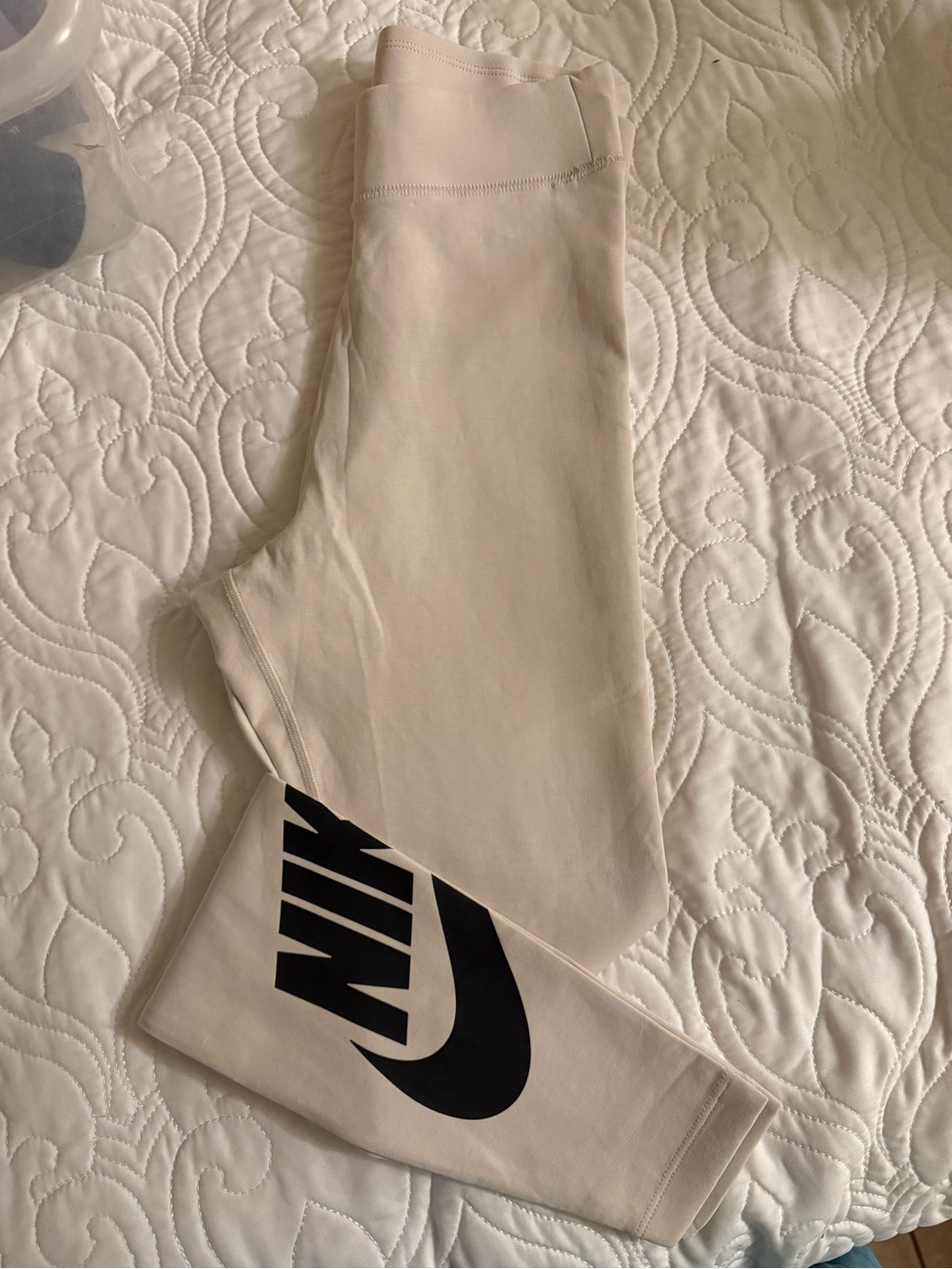 Nike Beige Leggings with Black Logo